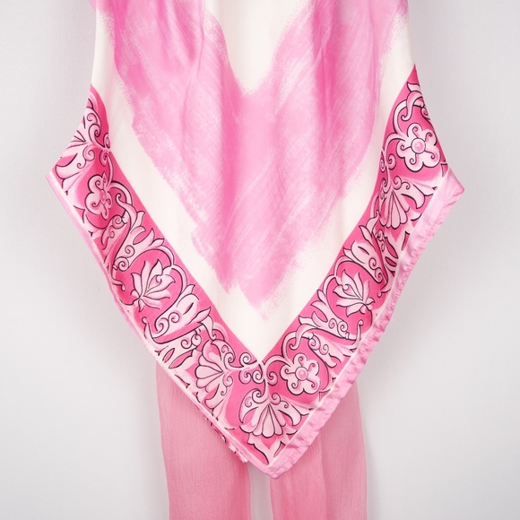 Lorena Conti Paris Pink Sleeveless Top w/ Scarf Collar Made In France, Size 2 - Picture 6 of 16